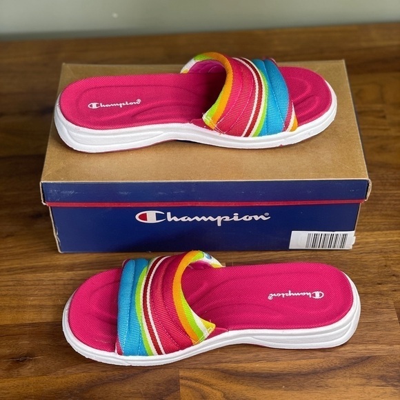 Vintage 90s Y2K Champion Rainbow Slide Sandal 8 - Picture 5 of 7